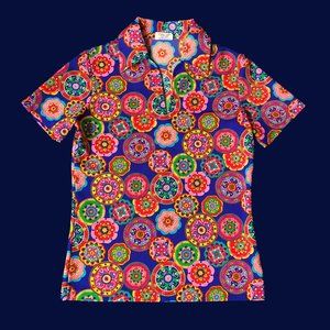 Vintage 70s Mandala Print Short Sleeve Shirt